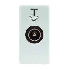 Base coaxiale tv pantella clase a a - conector iec macho 9,5 mm - directa con paso de corriente - 1 módulo - system white