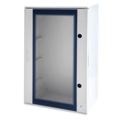 Cuadro en políester con puerta trasparente equipada con cerradura - 450x500x200 - ip66 - gris ral 7035