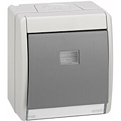 Conmutador monobloc ip55 10ax 250v~ con sistema de embornamiento rápido gris simon aqua