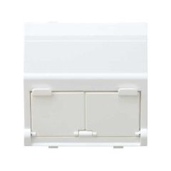 Placa de voz y datos inclinada con guardapolvo para 2 conectores rj45 avaya® blanco simon 27 play