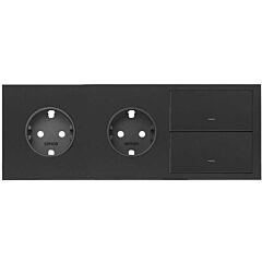 Kit front para 3 elementos con 2 bases enchufe schuko y 2 teclas negro mate simon 100