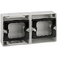 Caja de superficie estanca para 2 elementos horizontal gris simon aqua