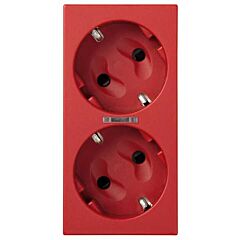 Base de enchufe schuko doble 16 a 250v~ con dispositivo de seguridad, led y embornamiento a tornillo rojo simon 500 cima