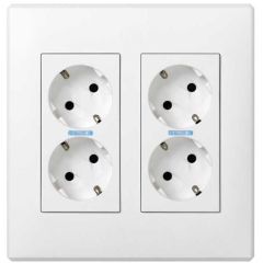 Kit caja pared de superficie o empotrar para 2 elementos dobles con 2 bases de enchufe doble blanco simon 500 cima