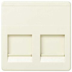 Placa de voz y datos plana con guardapolvo para 2 conectores rj45 amp® marfil simon 27 play