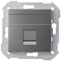 Placa de voz y datos plana con guardapolvo para conector rj45 titanio simon 82 concept