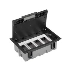 Caja de suelo regulable para 8 elementos en instalación de suelo de pavimento grafito simon 500 cima