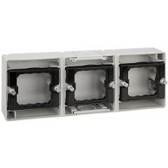 Caja de superficie estanca para 3 elementos horizontal gris simon aqua