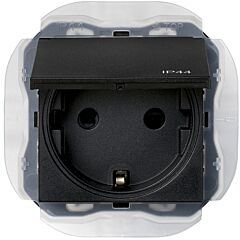 Base de enchufe schuko 16a 250v~ embornornamiento a tornillo ip44 negro mate simon 270
