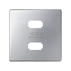 Placa para cargador usb 2 conectores 5vdc 2.1a tipo a aluminio mate simon 82