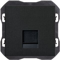 Tapa de voz y datos plana con guardapolvo con 1 conector rj45 negro mate simon 270