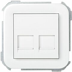 Placa de voz y datos plana con guardapolvo para 2 conectores rj45 amp blanco simon 31