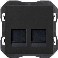Tapa de voz y datos plana con guardapolvo para 2 conectores rj45 negro mate simon 270