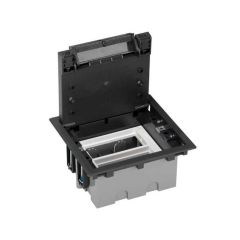 Caja de suelo regulable para 4 elementos en instalación de suelo de pavimento grafito simon 500 cima