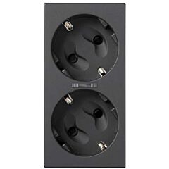 Base de enchufe schuko doble 16 a 250v~ con dispositivo seguridad, led y embornamiento a tornillo grafito simon 500 cima