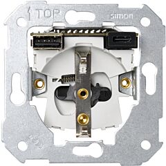 Base de enchufe schuko con doble cargador usb a + c 10,5w simon 75