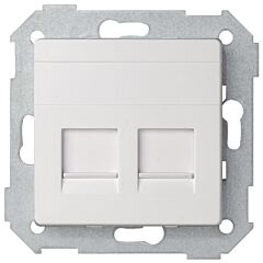 Placa de voz y datos plana con guardapolvo para 2 conectores rj45 blanco mate simon 82 concept