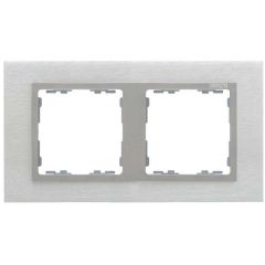 Marco para 2 elementos inox mate interior aluminio simon 82 nature