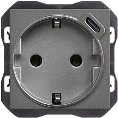 Base schuko 16 a 250v~ con cargador usb c 10,5w titanio simon 270
