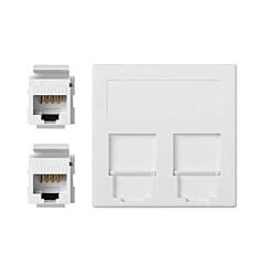 Placa de voz y datos plana con guardapolvo de 1 elemento con 2 rj45 categoría 6 utp blanco simon 500 cima