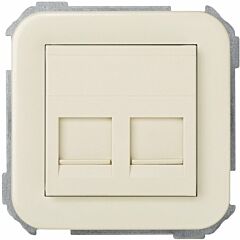 Placa de voz y datos plana con guardapolvo para 2 conectores rj45 amp marfil simon 31