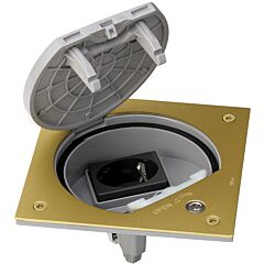 Unidad portamecanismos ip66 con cierre de seguridad y una base de enchufe schuko latón simon k45