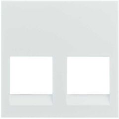 Placa plana sin guardapolvo para 2 conectores rj45 con clipaje keystone® i, ii, att® y avaya® blanco simon 400