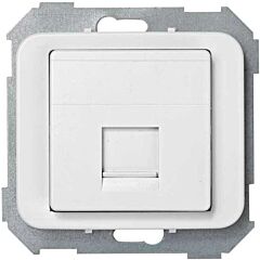 Placa de voz y datos plana con guardapolvo para 1 conector rj45 amp® blanco simon 75