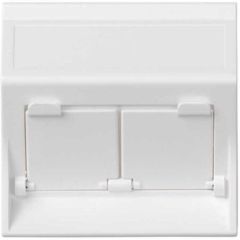 Placa de voz y datos inclinada con guardapolvo 1 elemento para 2 rj45 blanco simon 500 cima