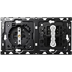 Kit back para 2 elementos con 1 base schuko con cargador usb c 10,5w + 2 conmutadores pulsantes simon 100