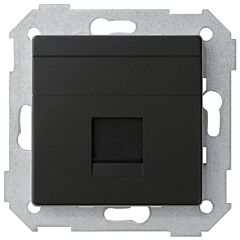 Placa de voz y datos plana con guardapolvo para conector rj45 negro mate simon 82 concept