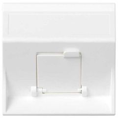 Placa de voz y datos inclinada con guardapolvo 1 elemento para 1 rj45 blanco simon 500 cima