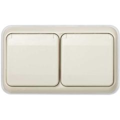 Marco con tapa articulada para 2 elementos marfil simon aqua