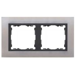 Marco para 2 elementos acero inox interior grafito simon 82 nature