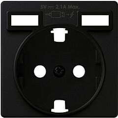 Tapa para la base de enchufe schuko con 2 cargadores usb tipo a 10,5w negro mate simon 82