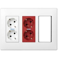 Kit caja pared superficie-empotrar 3 elementos dobles con 1 enchufe doble,1 sai doble,2 elementos vacíos blanco simon 500 cima