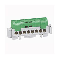 Borna de repartici&oacute;n ip2x - tierra - 8 conex. de 1,5 a 16mm&sup2; - verde - l. 75mm