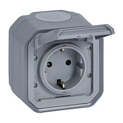 Base de corriente monobloc superficie plexo ip 55 - 16a - 2p+t - embornamiento con tornillos- gris