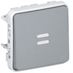 Pulsador na luminoso plexo modular gris - 10a 