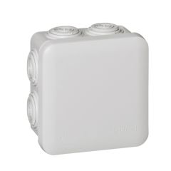 Caja de derivación para conexiones, plexo ip55, cuadrada. dimensiones: 80x80x45mm. 7 conos. color gris