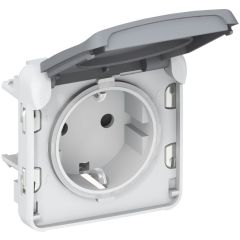 Base de corriente plexo ip 55 - 2p+t bornes con tornillos- modular - gris