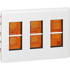 Caja de puesto de trabajo empotrado mosaic para 3x4 módulos - material plástico - blanco
