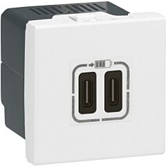 Base cargador usb 2mod dos puertos tipo c+c - 3a - 15w - blanco