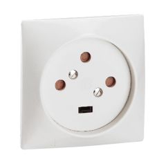 Base de corriente para empotrar 20a 3p+t 380v para instalar en caja 80x80mm a tornillo. color blanco