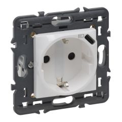 Valena next 1 toma de corriente 2p + t estándar alemana + cargador usb tipo c precableado - blanco
