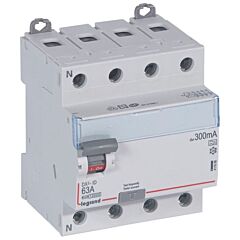 Interruptor diferencial dx³ - 4p- 400v~- 63a - tipo a - 300ma - 4 módulos