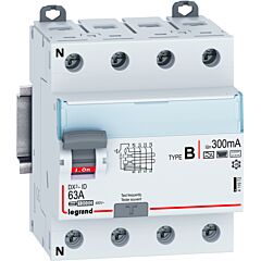 Interruptor diferencial dx³ - 4p- 400v~- 63a - tipo b - 300ma - 4 módulos