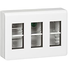 Caja de puesto de trabajo en superficie mosaic para 3x4 módulos - material plástico - blanco