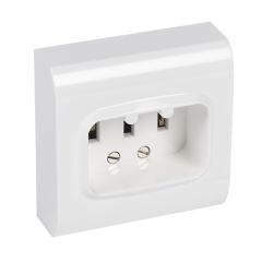 Base 25a, 2p+t 380v. para instalación en caja 80x80mm empotrada o de superficie. color blanco