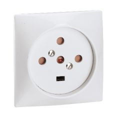 Base de corriente para empotrar 20a 3p+n+t 380v para instalar en caja 80x80mm a tornillo. color blanco